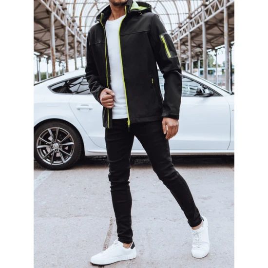 Vyriška juoda striukė su gobtuvu Retro Vyriškos Striukės ir Paltai