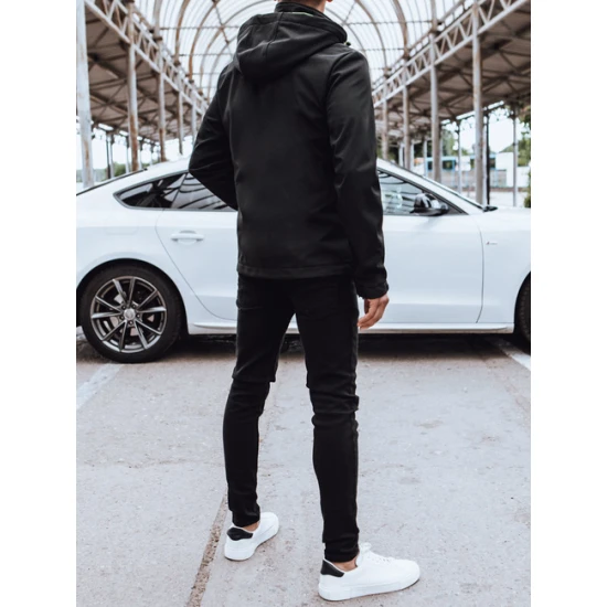 Vyriška juoda striukė su gobtuvu Retro Vyriškos Striukės ir Paltai