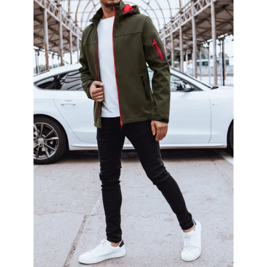 Vyriška tamsiai žalia striukė su gobtuvu Retro Vyriškos Striukės ir Paltai