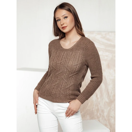 Moteriškas rudas megztinis Nela Moteriški megztiniai