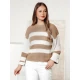 Moteriškas šviesiai rudas/baltas megztinis Tango Moteriški megztiniai
