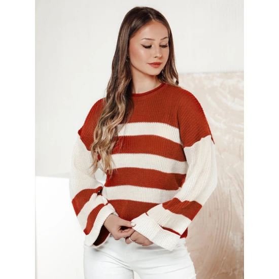 Moteriškas raudonas/baltas megztinis Tango Moteriški megztiniai