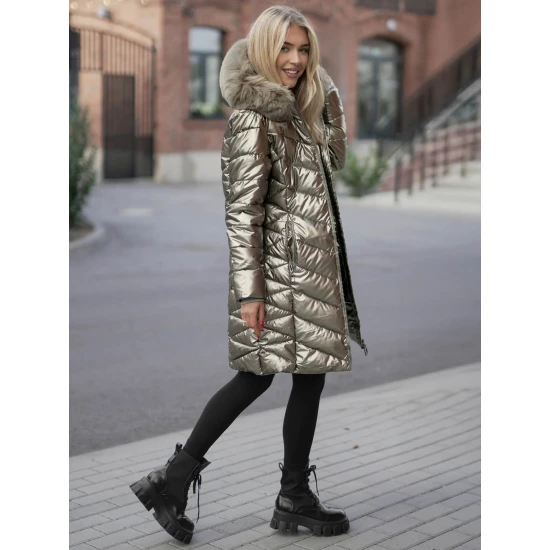 Auksinės spalvos žieminė moteriška striukė Marisa JS/16M9100/403Z