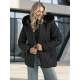 Moteriška juoda žieminė striukė su gobtuvu Levi Moteriškos striukės