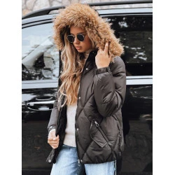 Moteriška juoda žieminė striukė su gobtuvu Mari