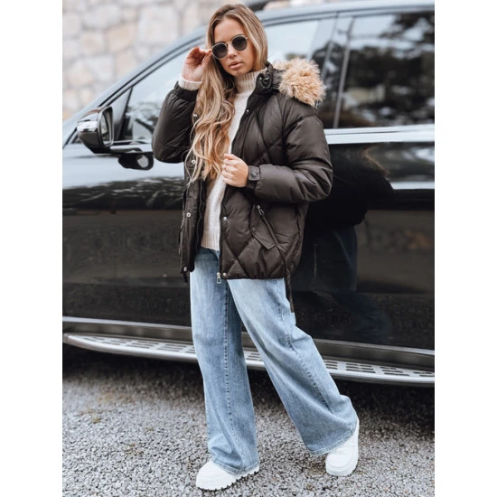 Moteriška juoda žieminė striukė su gobtuvu Mari Moteriškos striukės