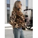 Moteriška ruda kailinė striukė su gyvūniniu raštu Leopard Moteriškos striukės