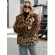 Moteriška ruda kailinė striukė su gyvūniniu raštu Leopard Moteriškos striukės