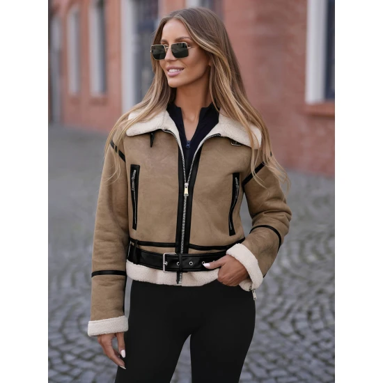 Moteriška ruda odinė striukė Alani Moteriškos striukės