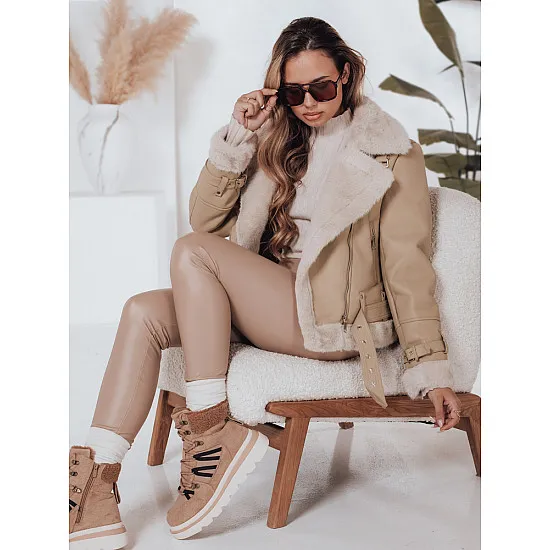 Women's brown leather jacket with fur Monim Women's jackets