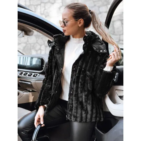 Women's black fur hooded jacket Marly Women's jackets
