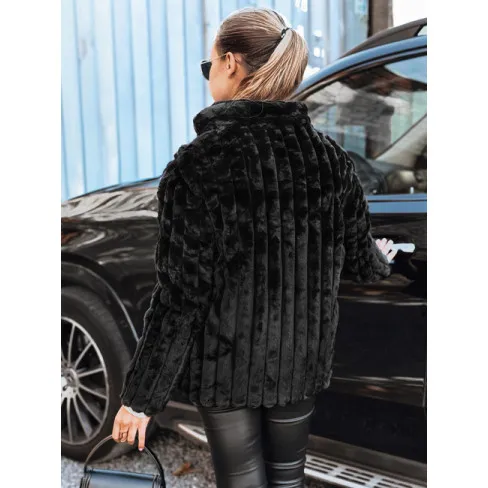 Women's black fur hooded jacket Marly Women's jackets