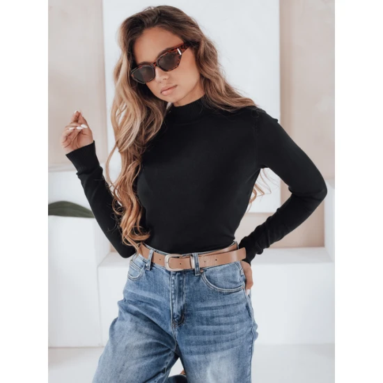 Moteriškas juodas megztinis Lena Moteriški megztiniai