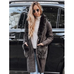 Moteriškas juodas paltas su kailiu Fiona