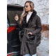 Moteriškas juodas paltas su kailiu Fiona Moteriškos striukės