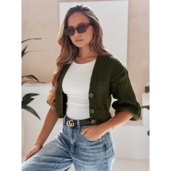 Moteriškas tamsiai žalias megztinis Lorel Moteriški megztiniai