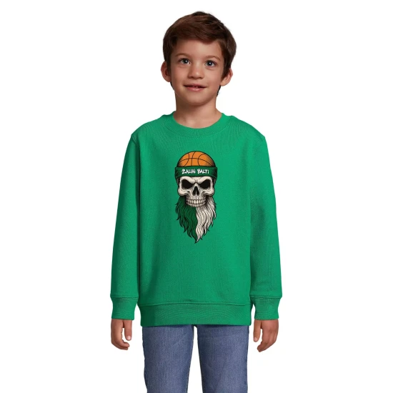 Vaikiškas žalias džemperis be gobtuvu Žaliai balti Krepšinis