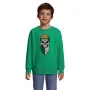 Детский зелёный свитшот без капюшона, зелёно-белый