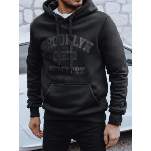 Kobaltowy męski sweter Brooklyn Bluzy z napisami