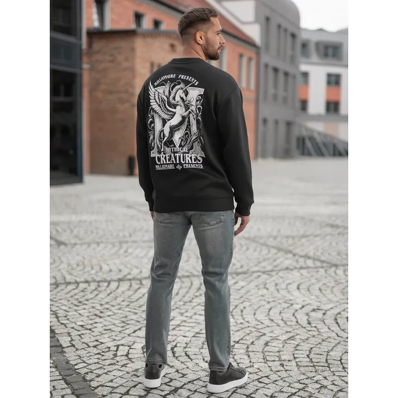 Męski czarny sweter z kapturem Mafia Bluzy z napisami