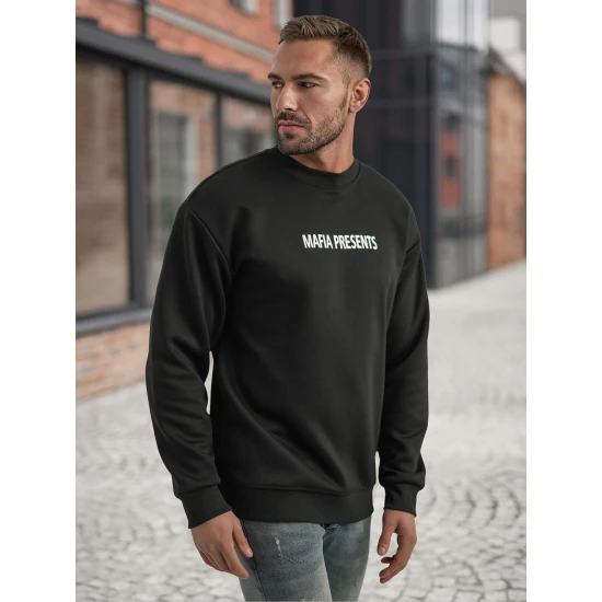 Vyriškas juodas džemperis be gobtuvu Mafia Džemperiai su užrašais