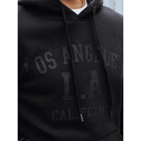 Męski czarny sweter z dekoltem w serek California. Bluzy z napisami