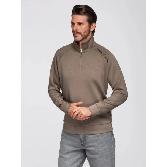 Vyriškas rudas megztinis Exim Megztiniai aukštu kaklu