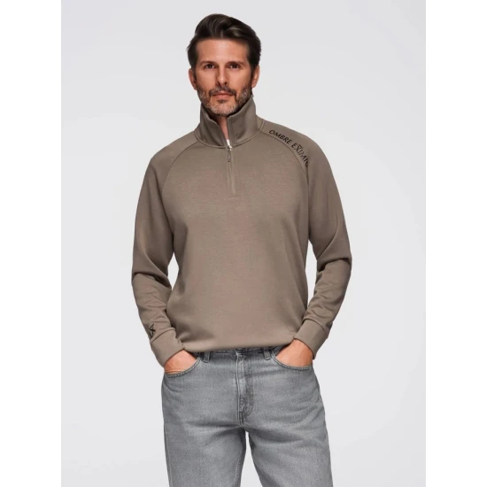 Vyriškas rudas megztinis Exim Megztiniai aukštu kaklu