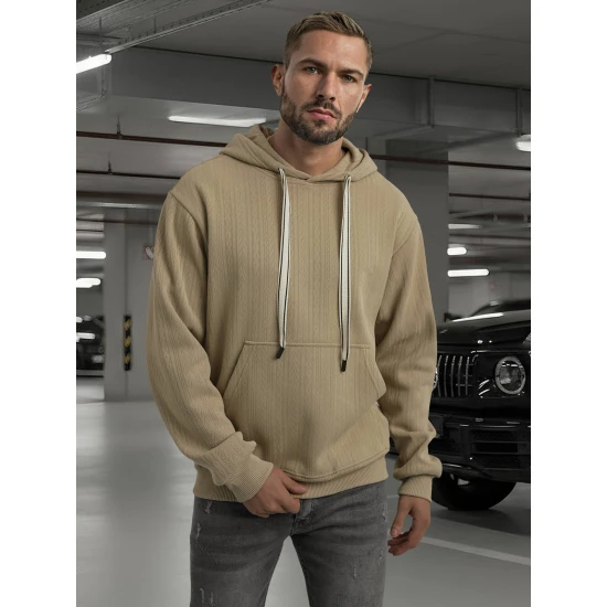 Vyriškas rusvas džemperis su gobtuvu Race Džemperiai su gobtuvu