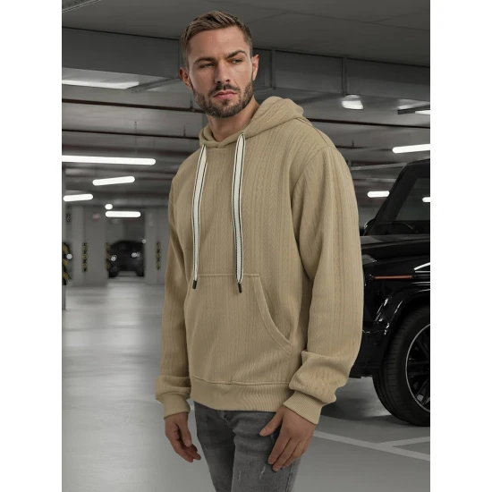 Vyriškas rusvas džemperis su gobtuvu Race Džemperiai su gobtuvu