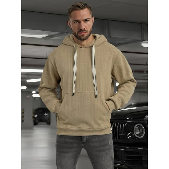 Vyriškas rusvas džemperis su gobtuvu Race Džemperiai su gobtuvu