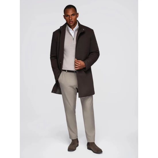 Vyriškas tamsiai rudas paltas Alpi Paltai