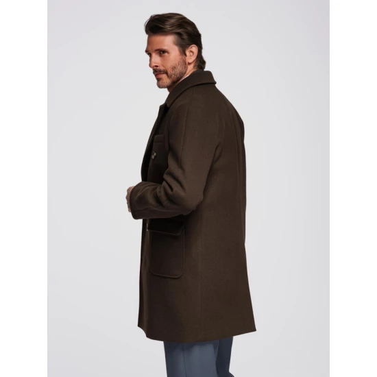 Vyriškas tamsiai rudas paltas Elegant Paltai