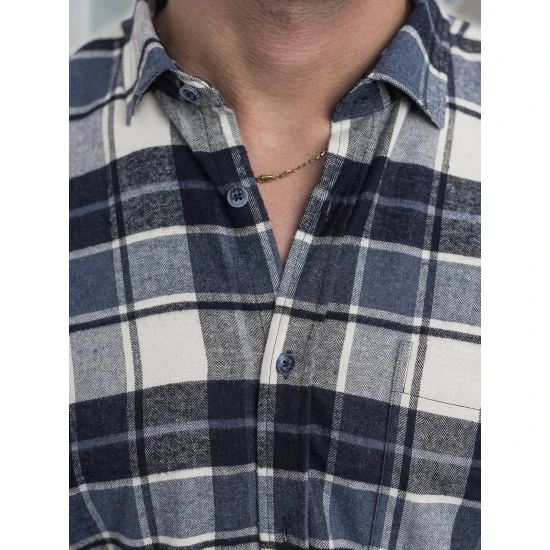 Vyriški tamsiai mėlyni languoti marškiniai Marino Marškiniai