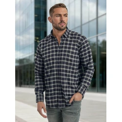 Vyriški tamsiai mėlyni languoti marškiniai Marino