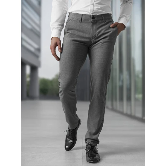 Vyriškos tamsiai pilkos chino kelnės Reno Klasikinės kelnės
