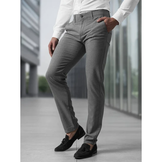 Vyriškos tamsiai pilkos chino kelnės Reno Klasikinės kelnės