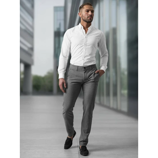 Vyriškos tamsiai pilkos chino kelnės Reno Klasikinės kelnės