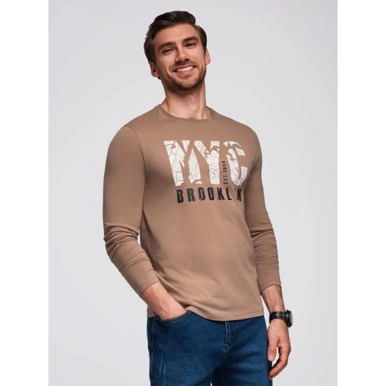 Vyriški rudos spalvos marškinėliai ilgomis rankovėmis Nyc Palaidinės