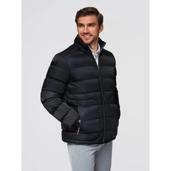 Vyriška dygsniuota juoda striukė Wudi Žieminės striukės