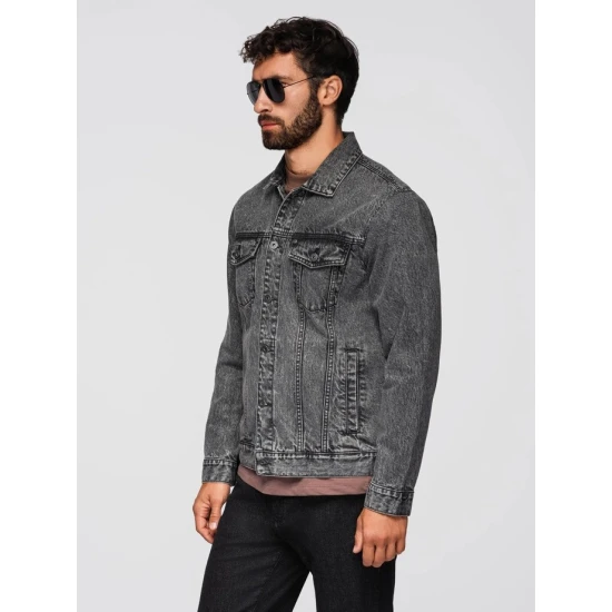 Vyriška tamsiai pilka džinsinė striukė Auger Rudeninės / Pavasarinės