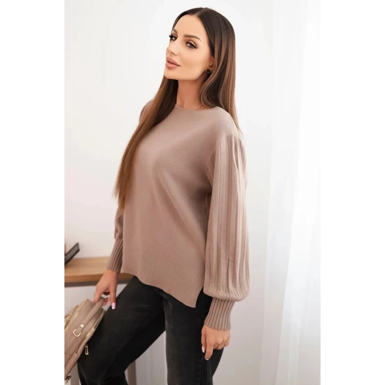 Moteriškas šviesiai rudos spalvos megztinis Biank Moteriški megztiniai