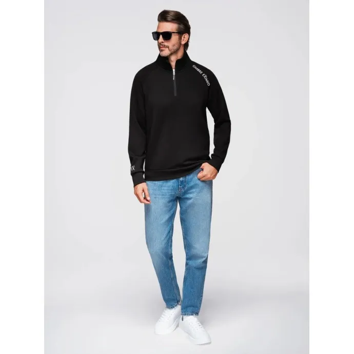 Vyriškas juodas megztinis Exim Megztiniai aukštu kaklu