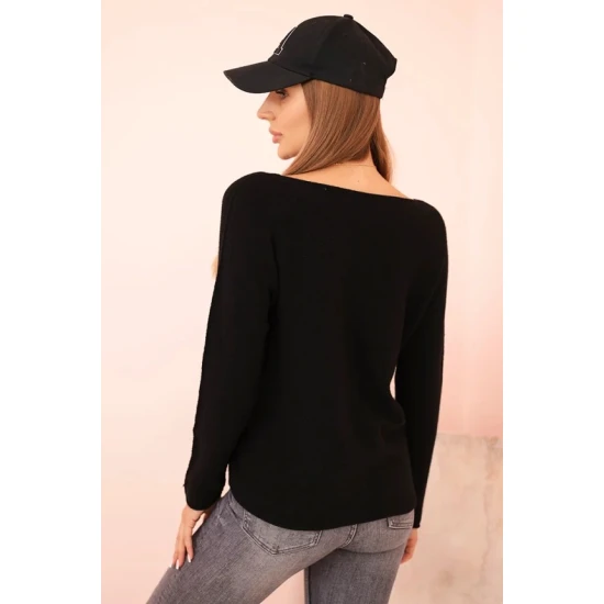 Moteriškas juodos spalvos megztinis Romil Moteriški megztiniai