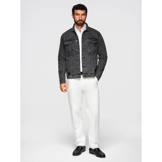 Vyriška juoda džinsinė striukė Auger Rudeninės / Pavasarinės