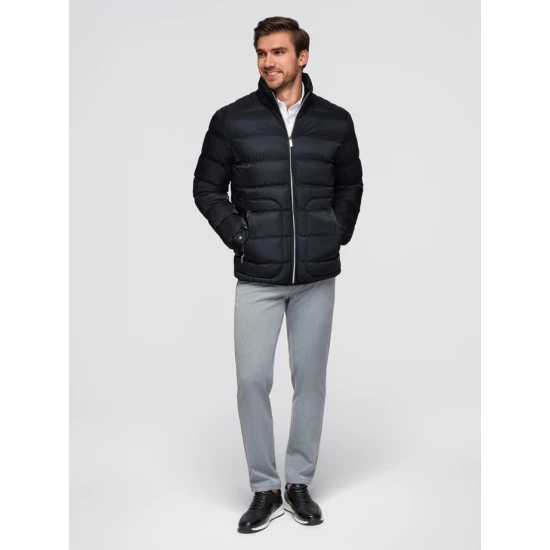 Vyriška dygsniuota juoda striukė Wudi Žieminės striukės