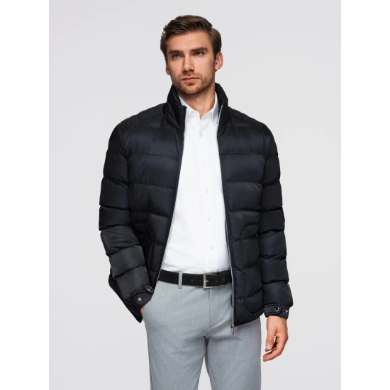 Vyriška dygsniuota juoda striukė Wudi Žieminės striukės