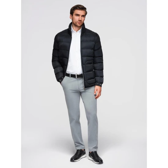 Vyriška dygsniuota juoda striukė Wudi Žieminės striukės