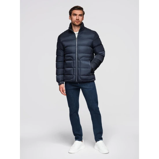 Vyriška dygsniuota tamsiai mėlyna striukė Wudi Žieminės striukės