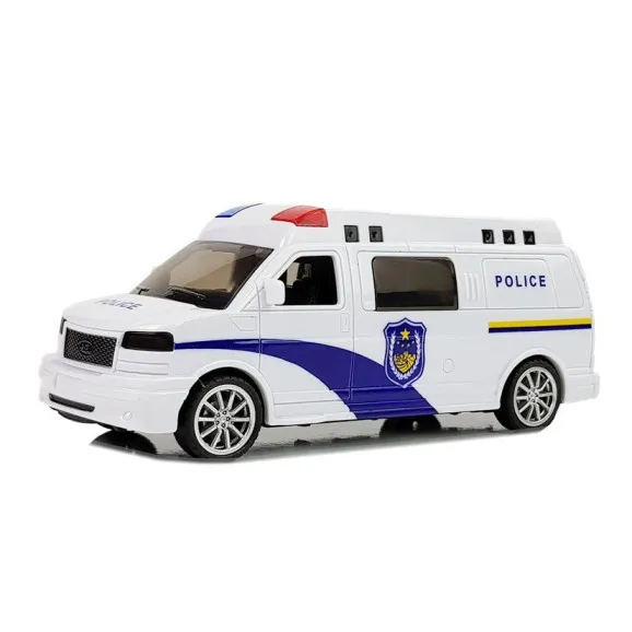 Valge politseiauto valguse ja heliefektidega Ettevõtte autod